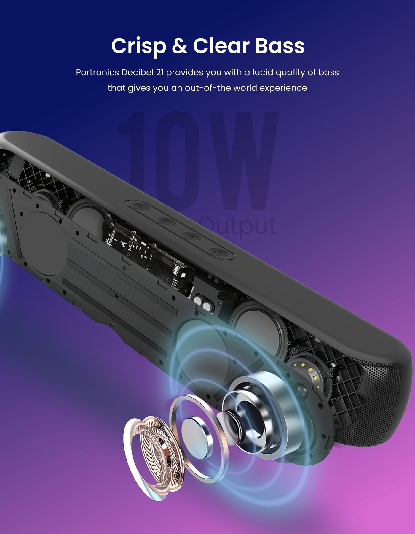 Portronics Decibel 21 Bluetooth speaker Sound bar with power of 1800 mAh best bass quality