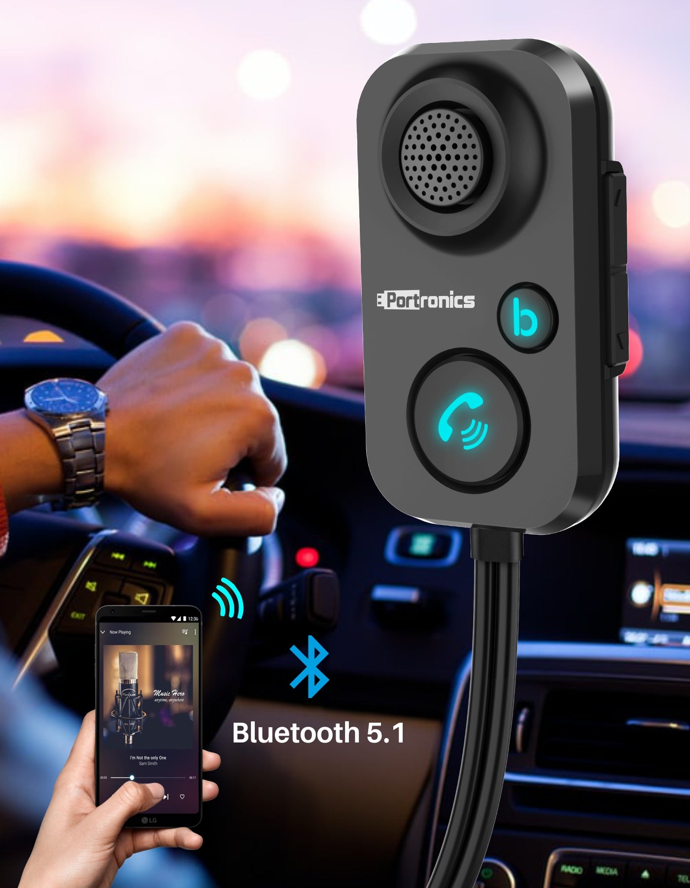 Buy Portronics Auto12- Car Bluetooth Receiver with 3.5mm Aux