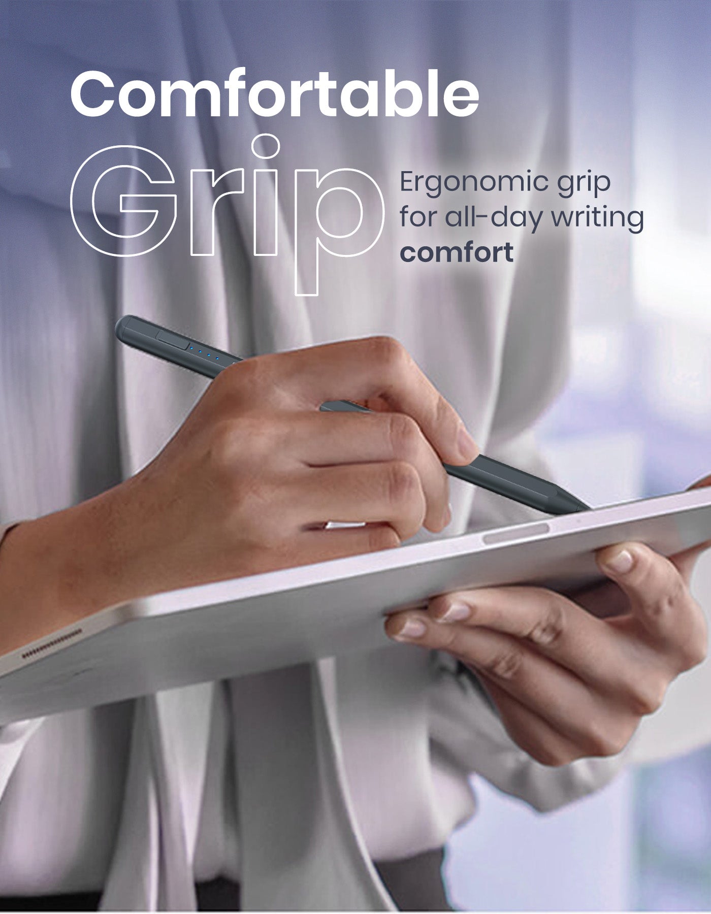 Stylus Pen for Android Tablet, iPad & Smart Boards | Portronics Glide A with Ergonomic Design, LED Battery Indicators & Precision Writing