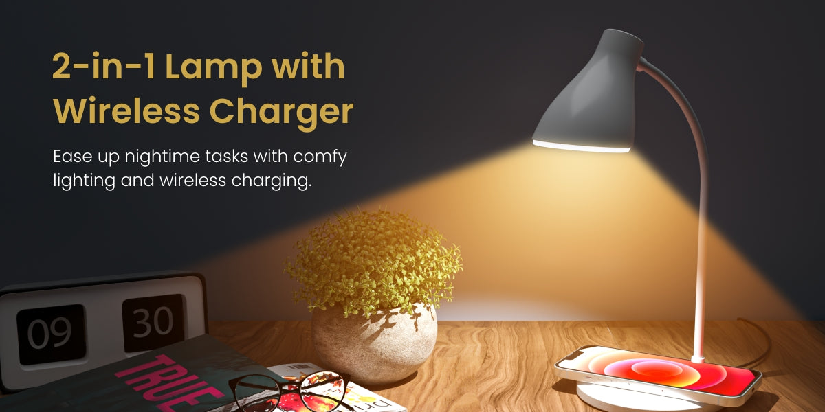 Brillo 3 - 2-in-1 Wireless Charger Lamp With 10W Wireless Fast Charger