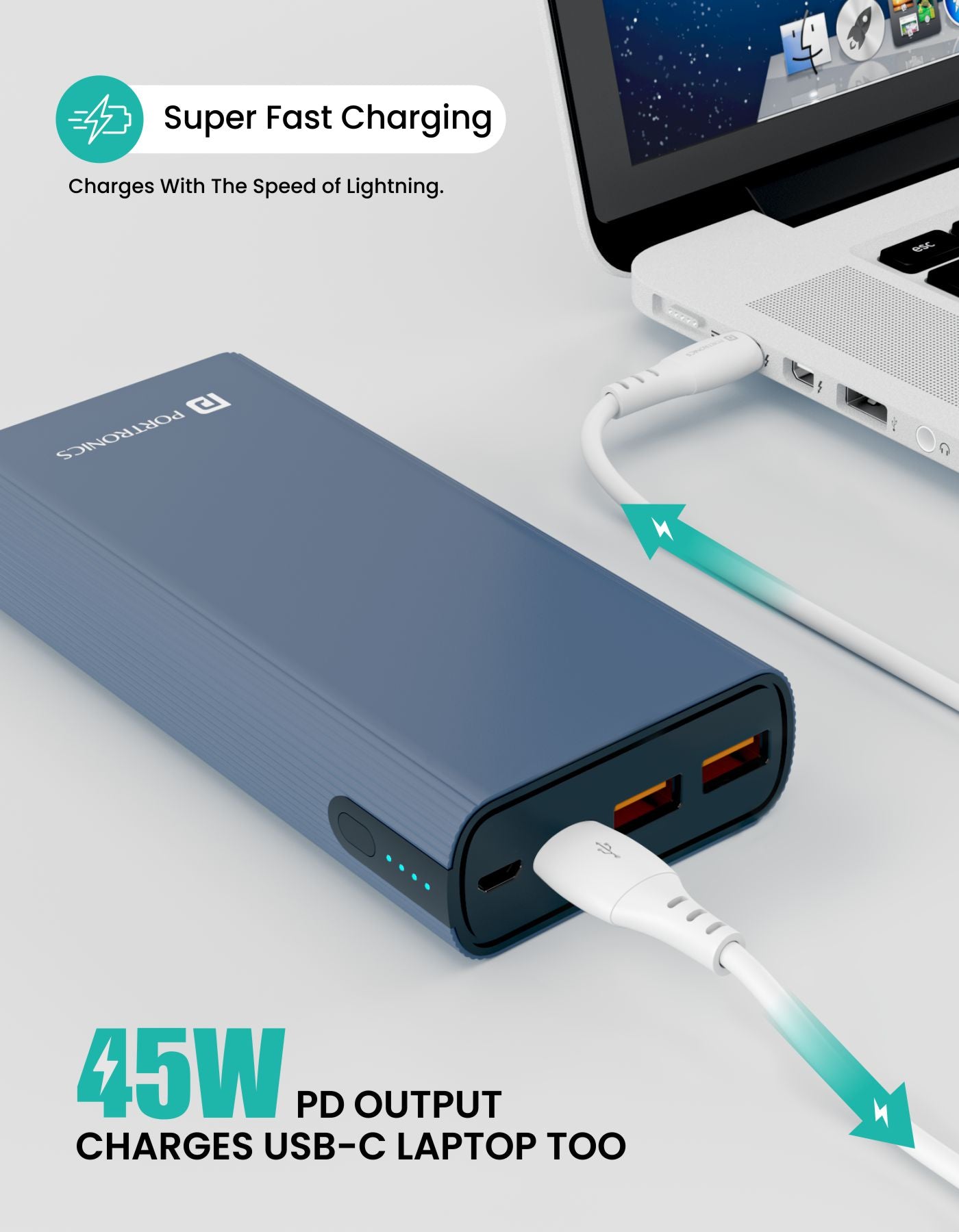 Buy Portronics POWER 45 Power bank 20000mah 45W PD output Fast Charge