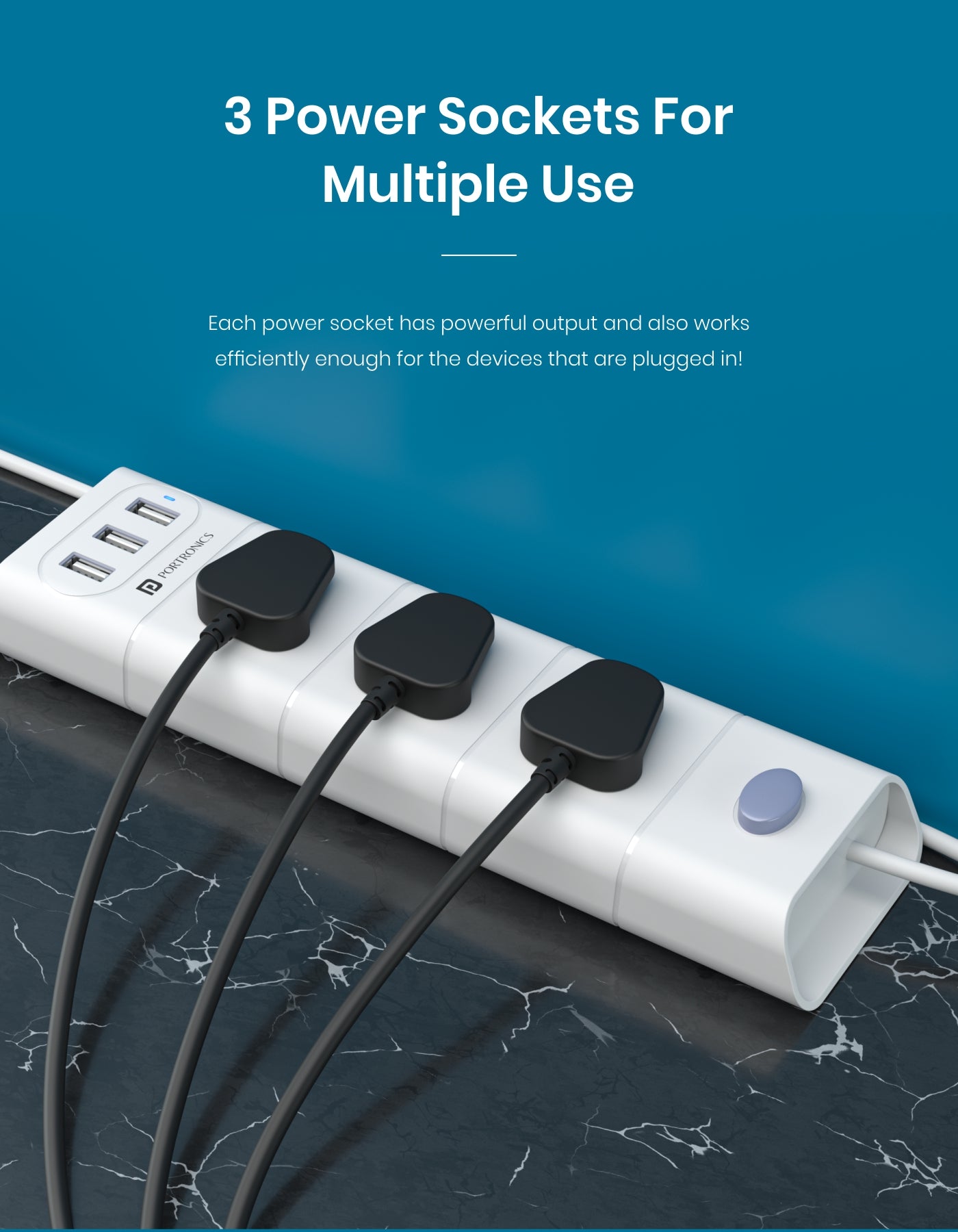 Portronics Power bank board Plate 8 with 3 power switch 