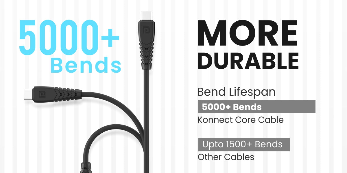Portronics Konnect Core Type C cable 5000+ bends capicity 