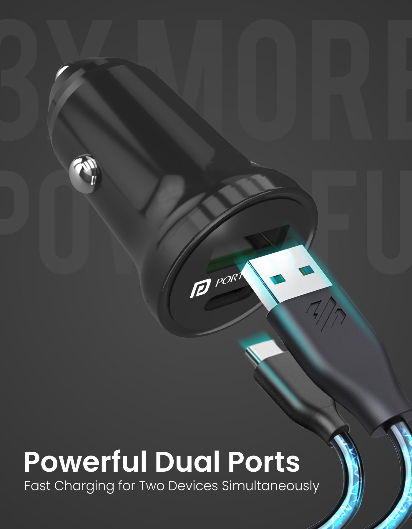 Portronics Car Power Mini Type c & USB car Charger