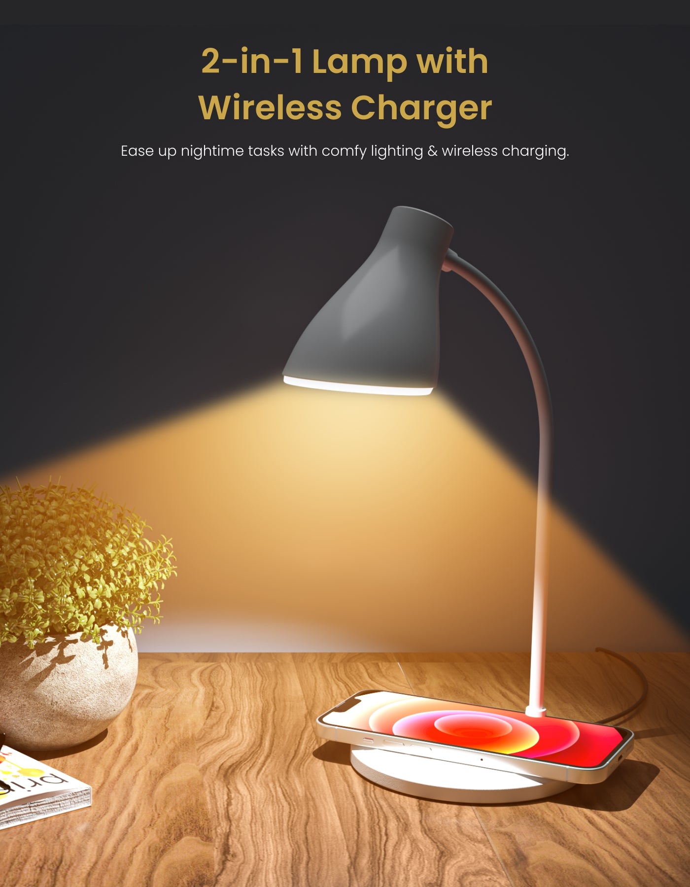 Brillo 3 - 2-in-1 Wireless Charger Lamp With 10W Wireless Fast Charger