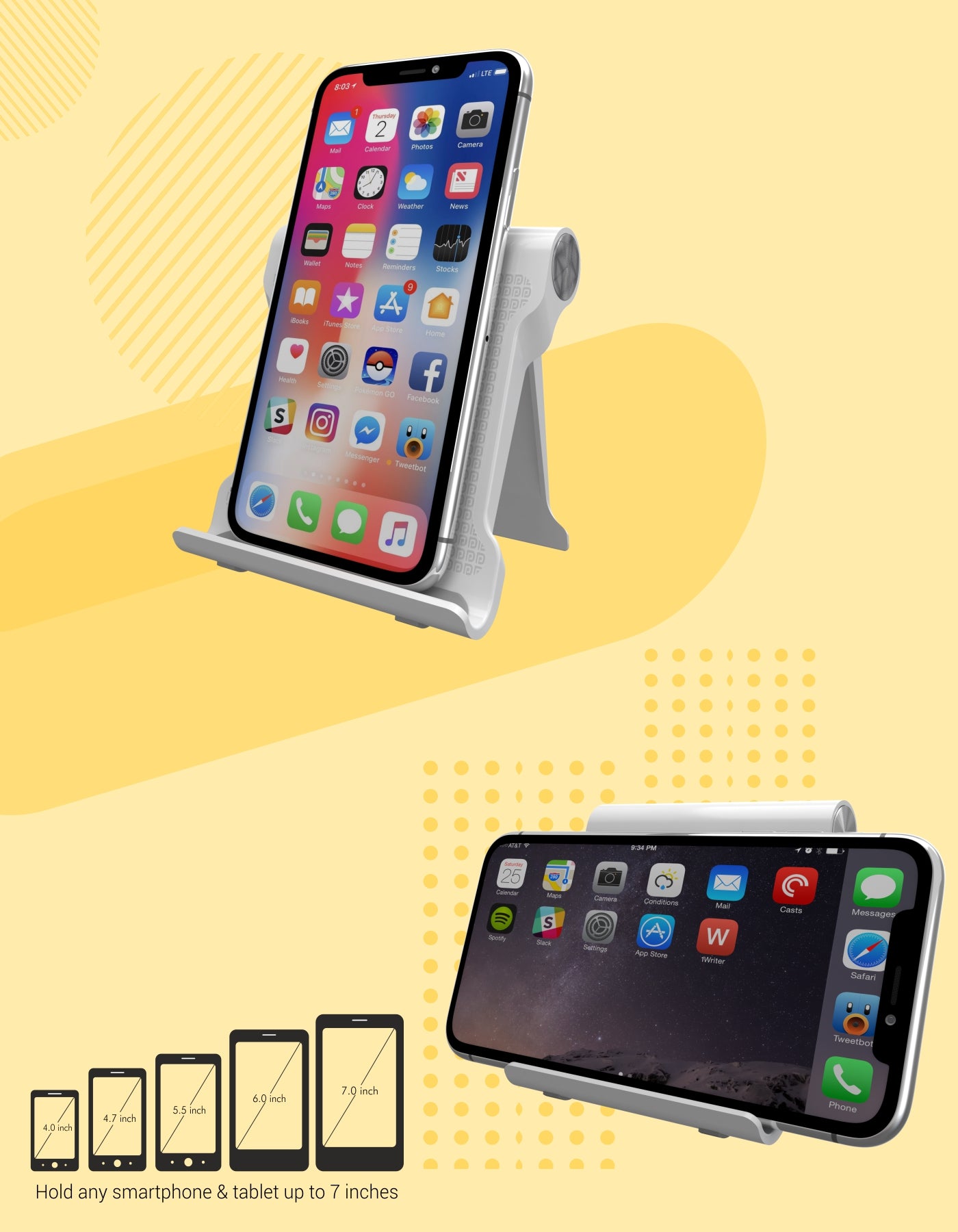 Portronics Modesk 200: Adjustable Mobile Phone Stand Holder suitable for 7 inches smartphone 