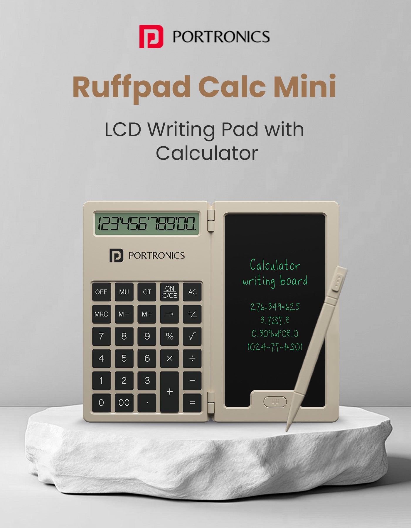 Portronics Ruffpad Calc Mini 2 in 1 gadget digital calculator with lcd writing pad