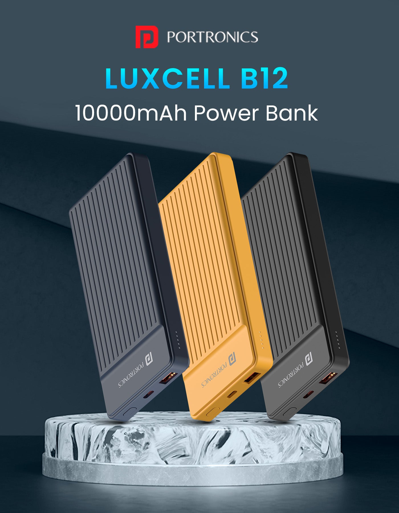Portronics Luxcell B 12 10000mah slimmest Power bank with 12w fast pd charging