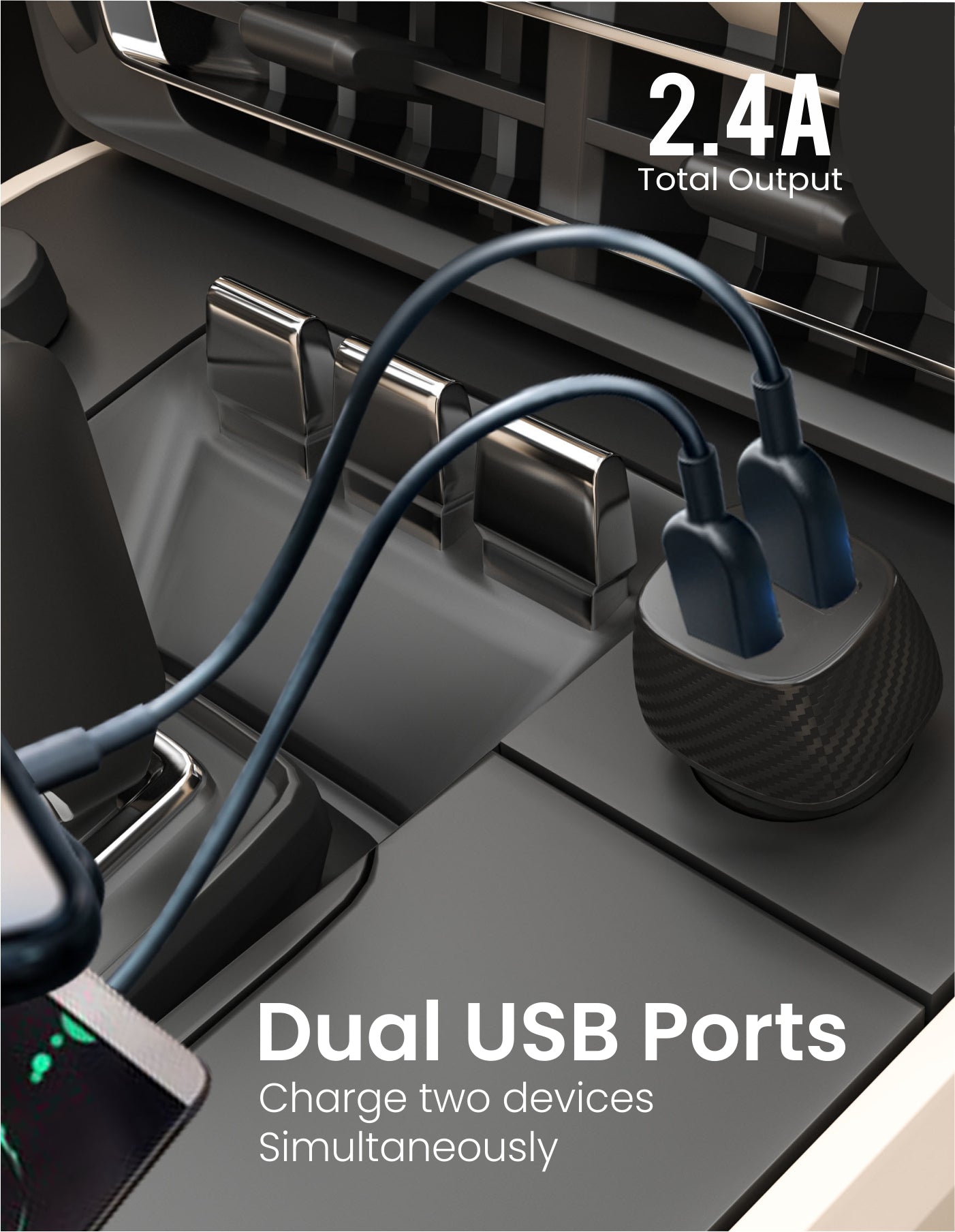 Portronics Car Power 5 Fast Best Car USB Charger dual port