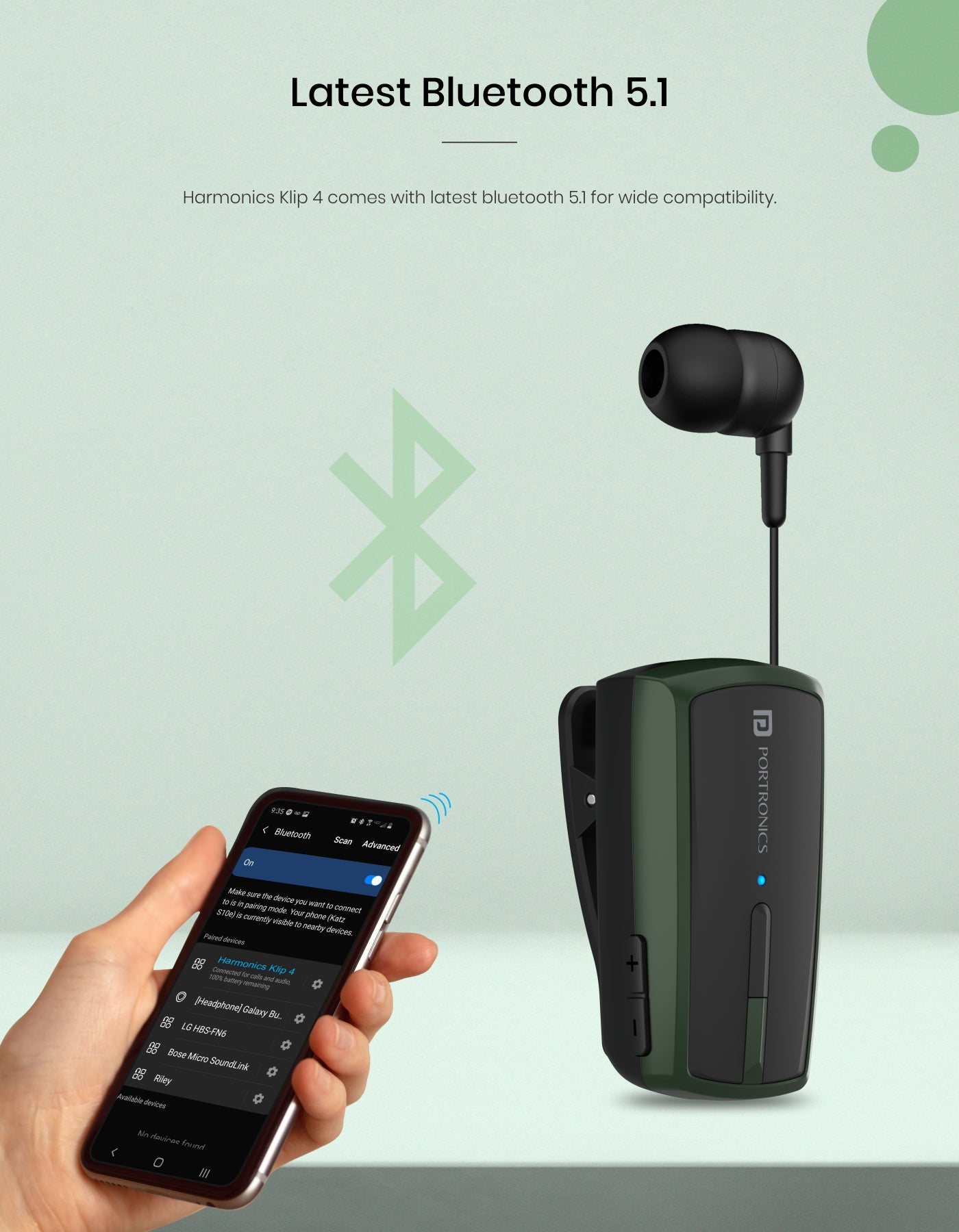 Portronics Harmonics Klip4 wireless bluetooth headset with latest bluetooth