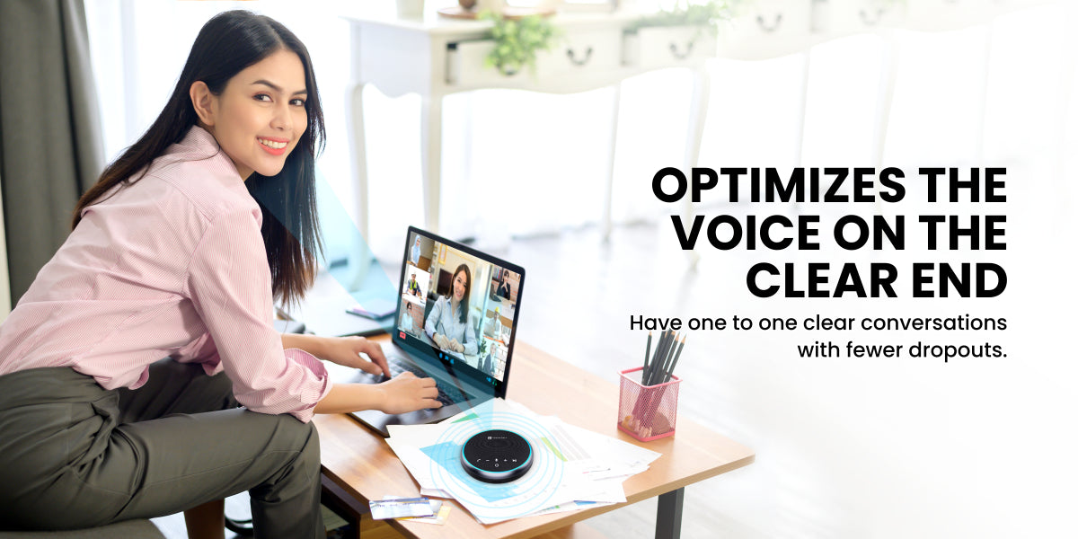 Portronics Talk One 360 Voice Coverage Portable conference Speaker  optimize the voice on the clear end