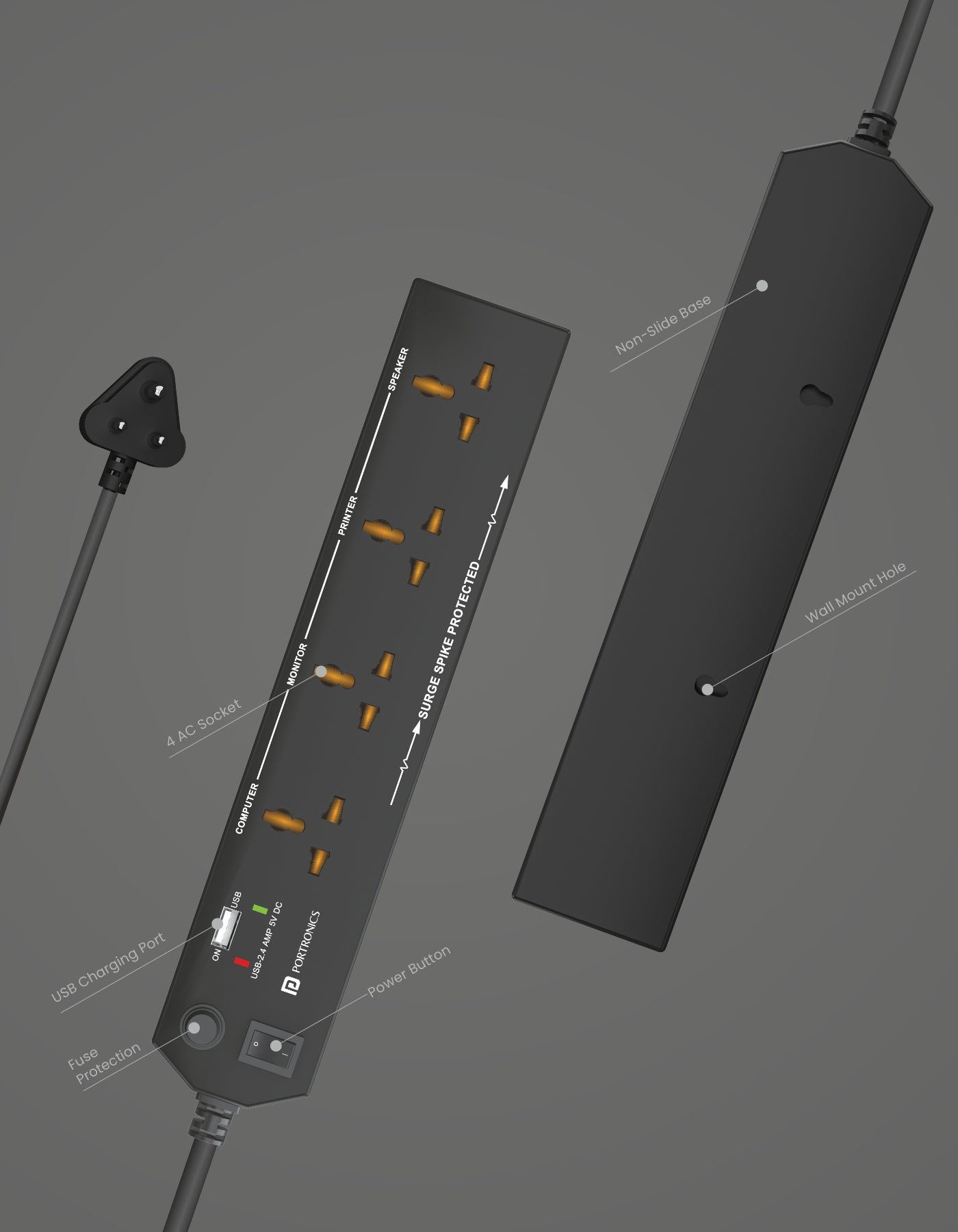 Power Plate 4 - Power Extension Board with 4 Power Sockets & USB Port