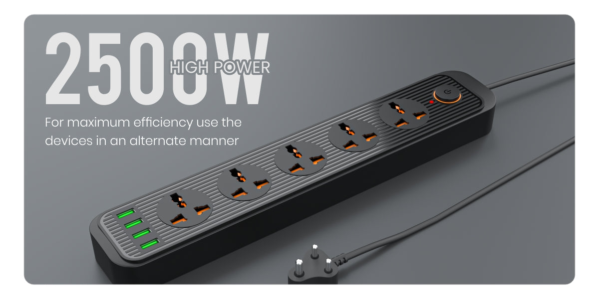 Power Plate 6 - Power bank Board With 5 Power Sockets, 4 USB Ports with 2500W