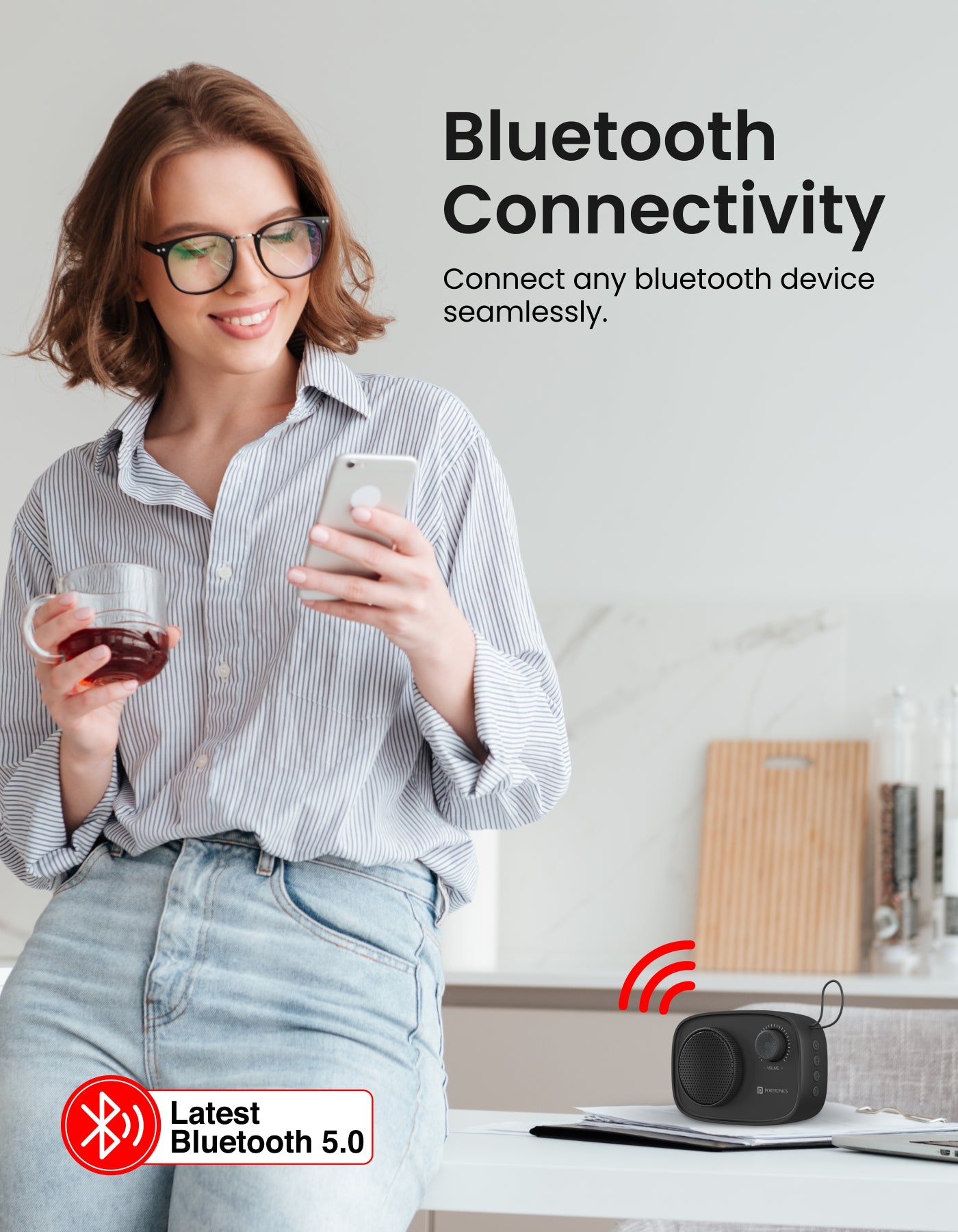 Portronics Pixel 2  Portable Wireless Bluetooth Speaker 3W with Volume Knob fast connect with bluetooth streamlessly