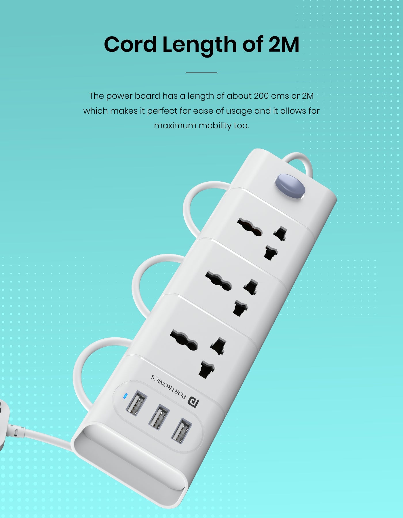 Portronics Power bank board Plate 8 1.2 m power cord 