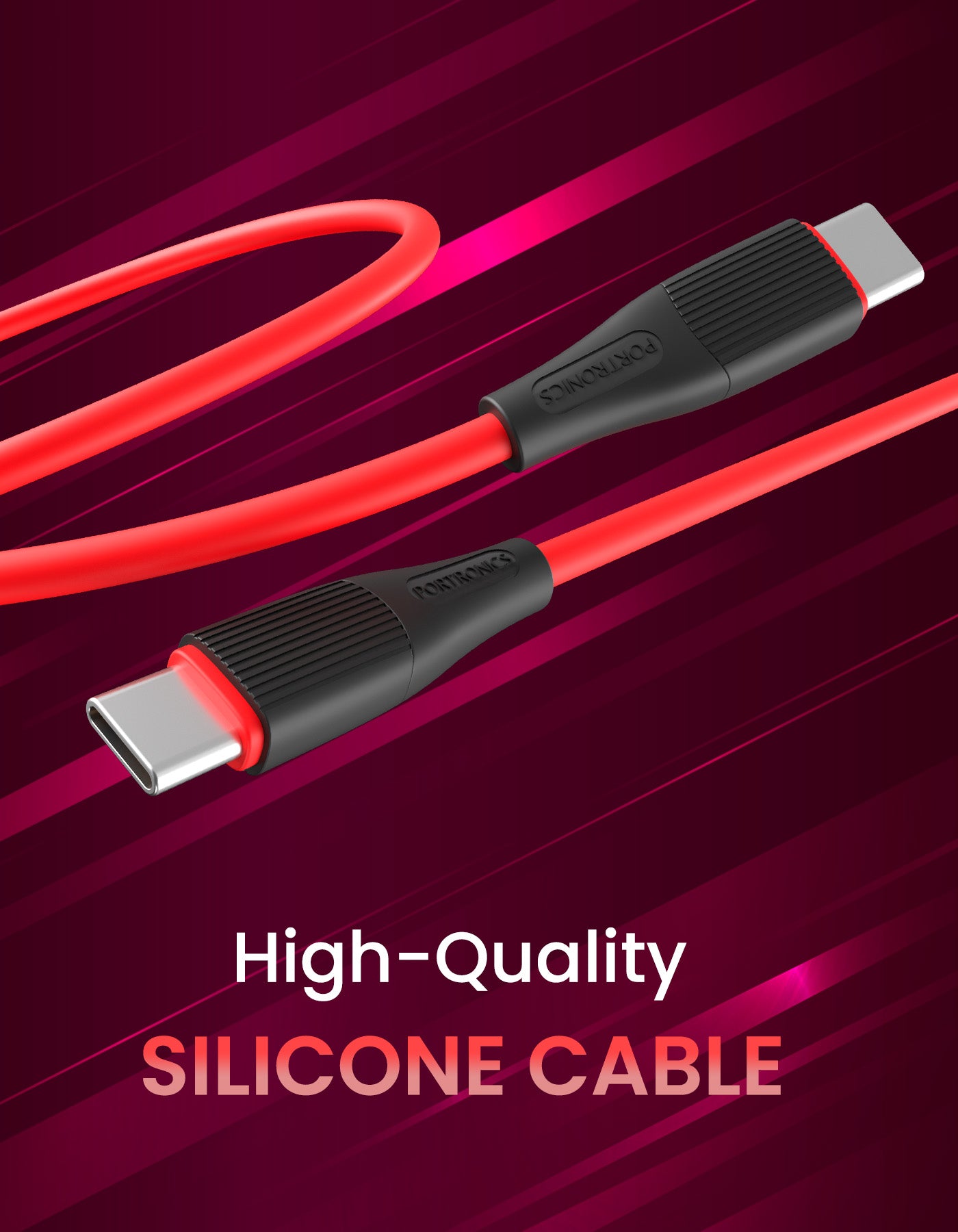 Portronics Konnect Spydr 31 3-in-one cable with micro USB, iOS, & Type C fast charging cable