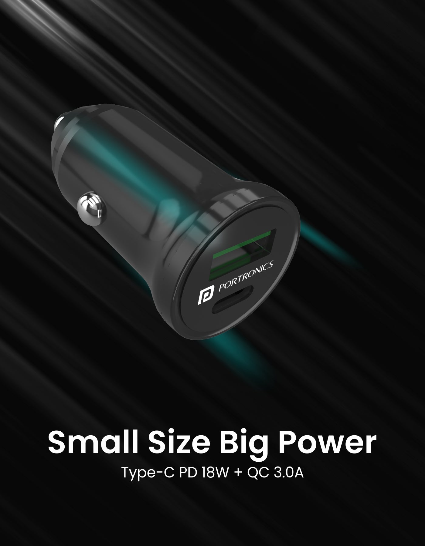 Portronics Car Power Mini Type c & USB car Charger