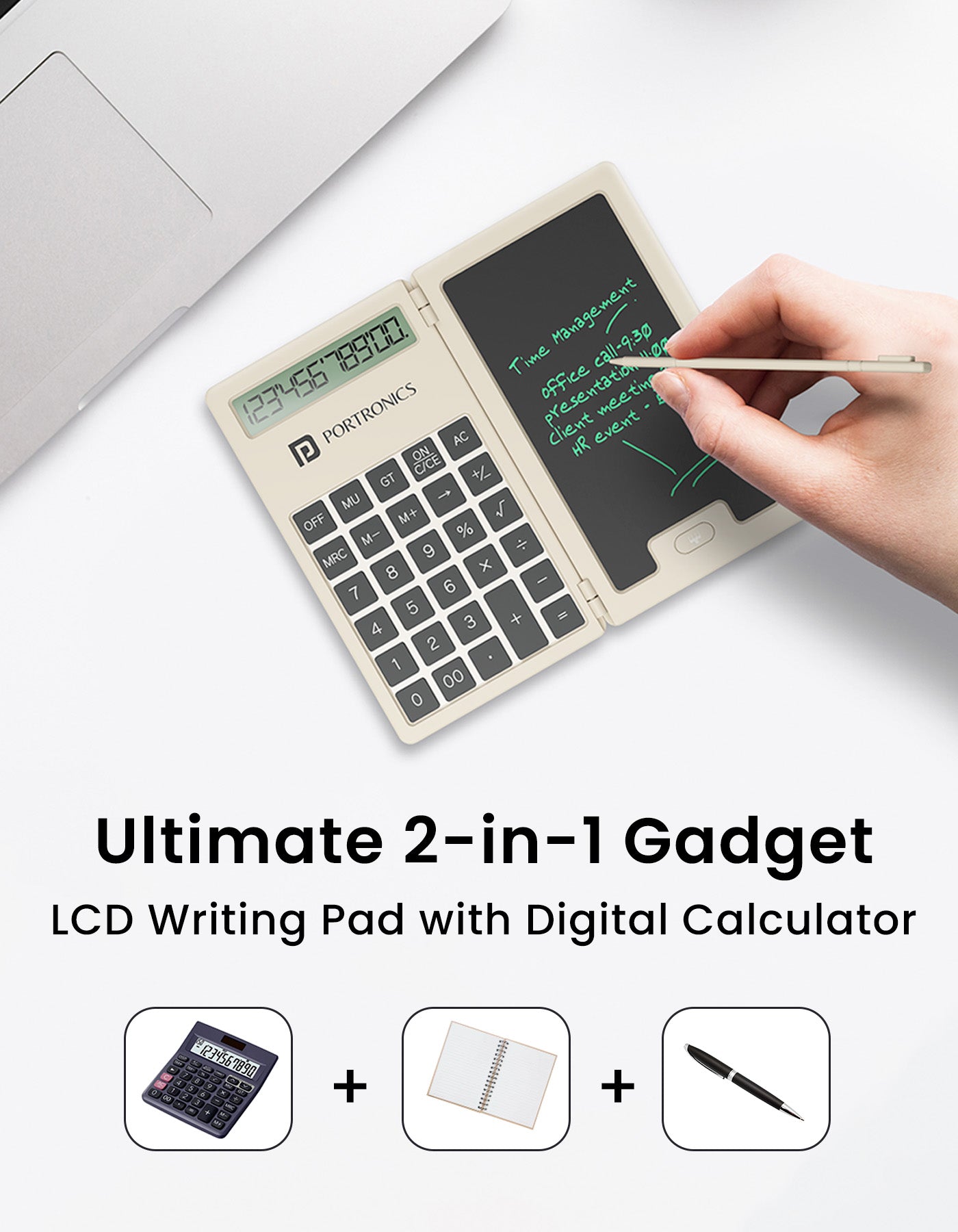 Portronics Ruffpad Calc Mini  digital calculator with rewritable lcd pad