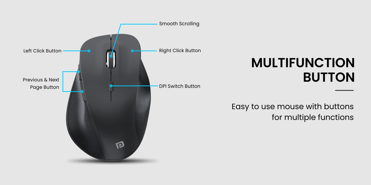 Portronics Toad 24 wireless bluetooth mouse with multifunctional buttons| mouse for laptop under 1000