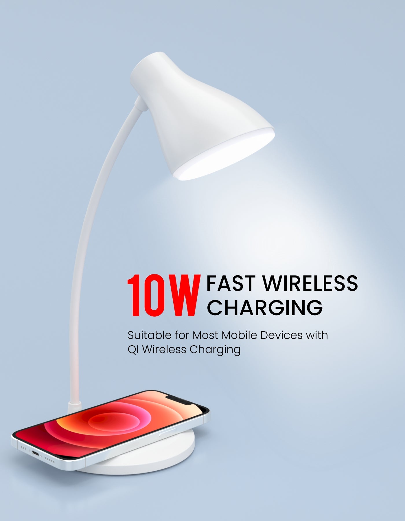 Brillo 3 - 2-in-1 Wireless Charger Lamp With 10W Wireless Fast Charger