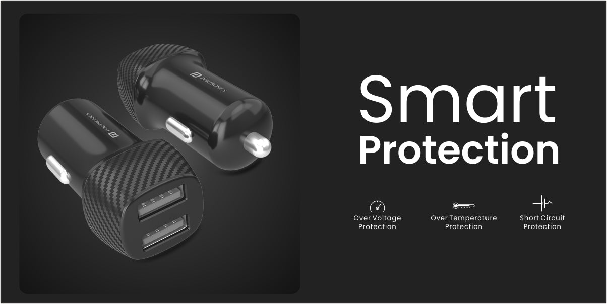 Portronics Car Power 5 Fast Best Car Charger smart protection 