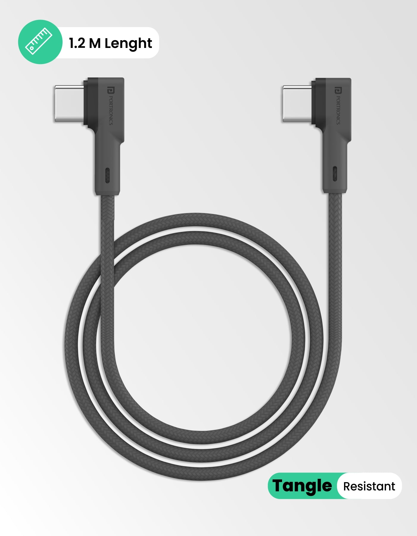 Portronics Konnect L Type C to Type C 60W Charging Cable long length cable