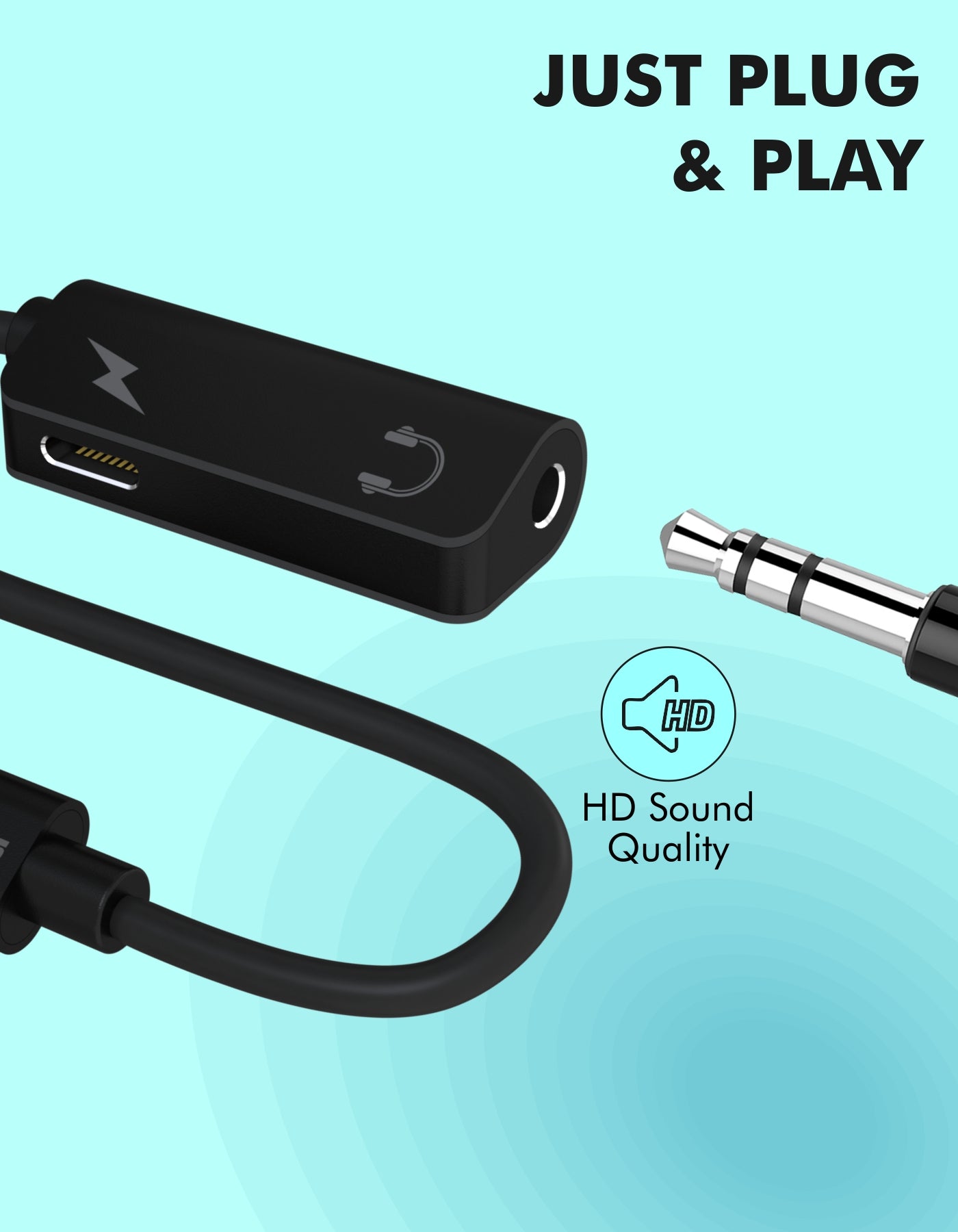 Portronics iKonnect One 2-in-1 8Pin to AUX & 8Pin Connector