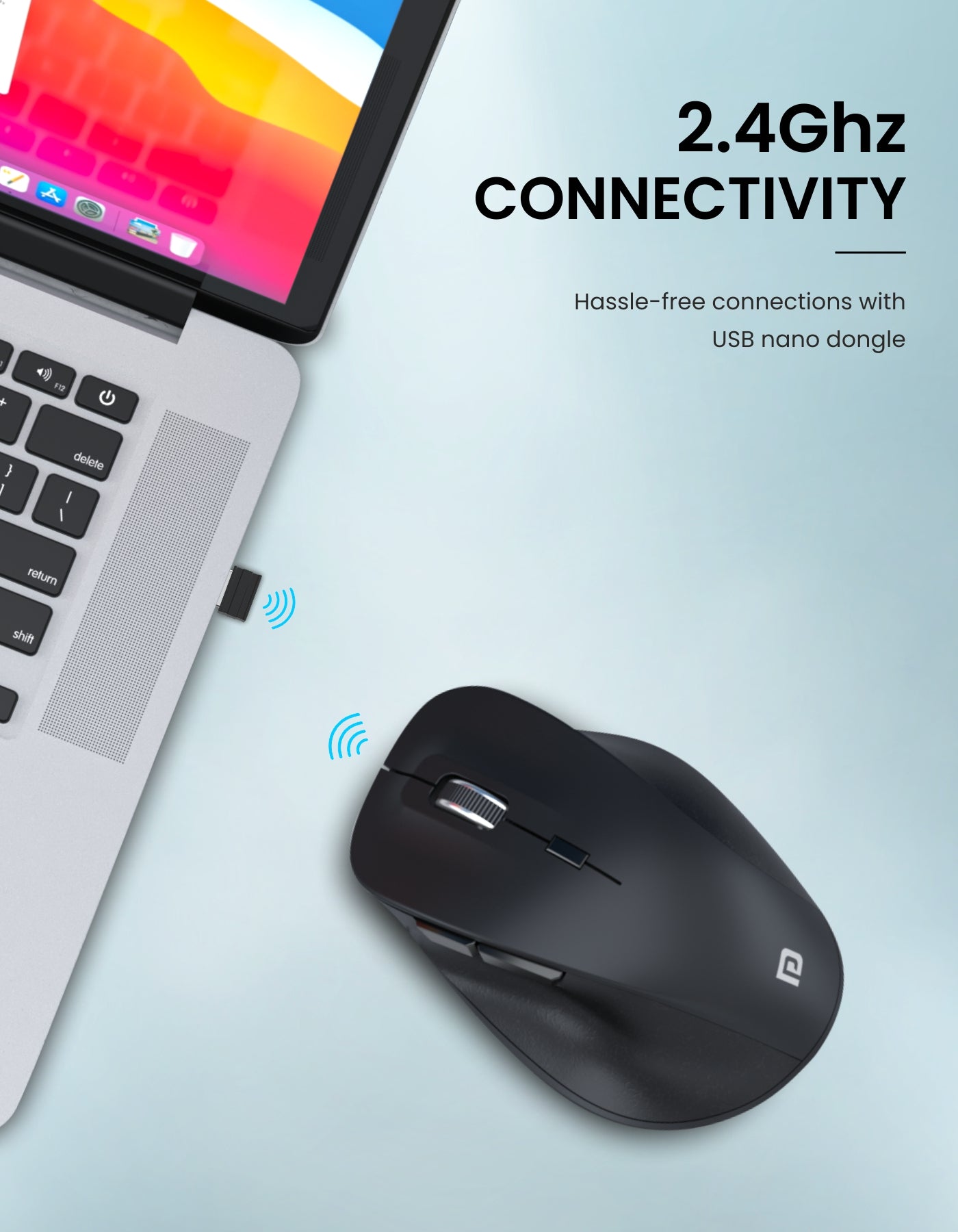Portronics Toad 24 wireless mouse connect with laptop