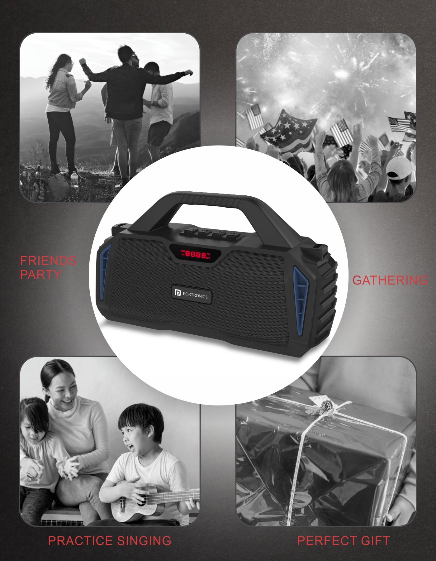 Portronics chime wireless portable/party speakers with 20 watts and compact easy to carry