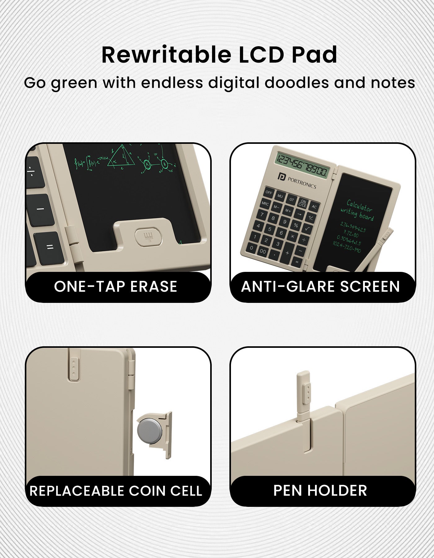 Portronics Ruffpad Calc Mini 12-digit smart digital calculator