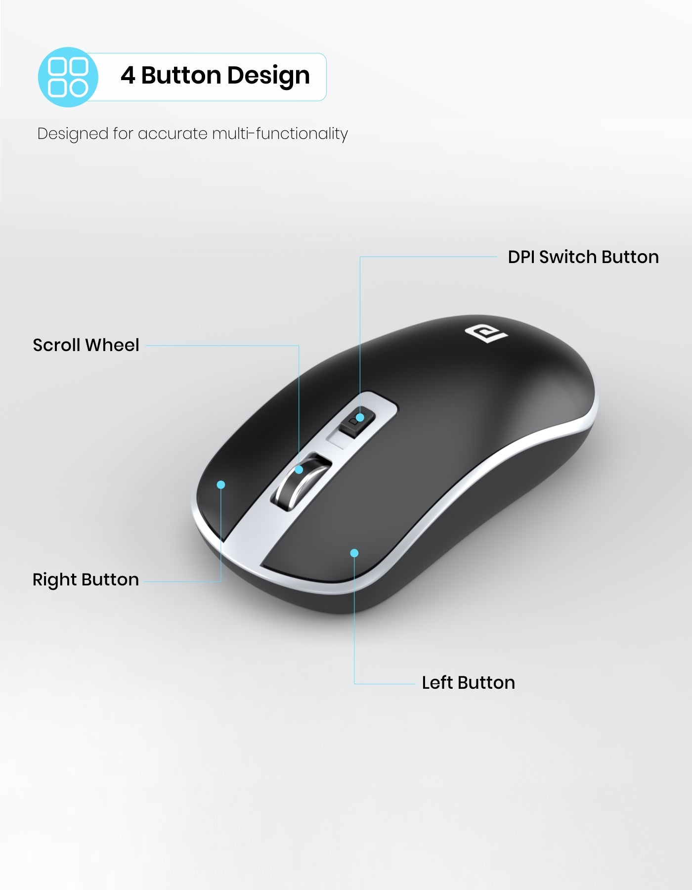 Portronics Toad 14 Wireless Mouse with 4 buttons