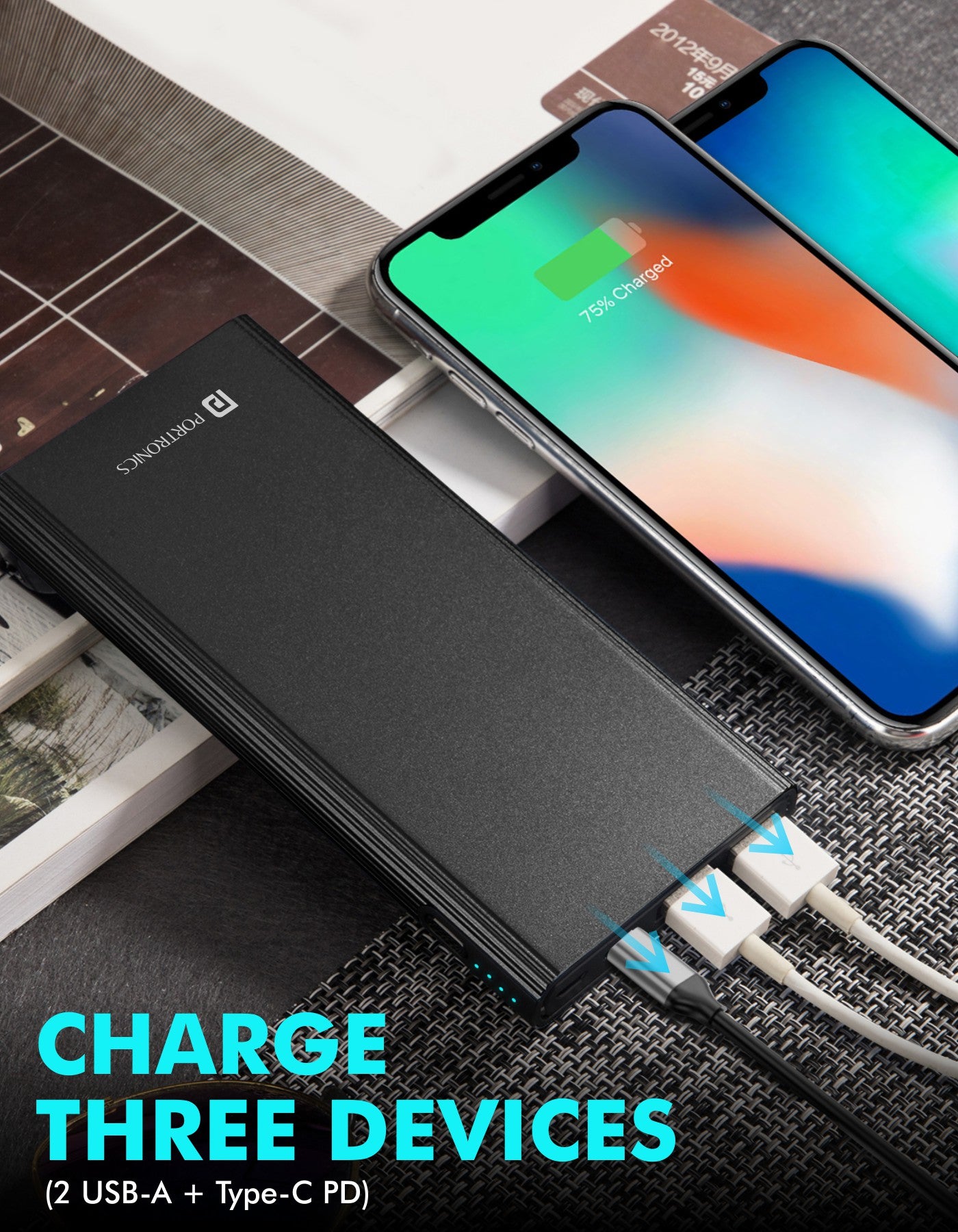 Portronics Power M 20K 20000mah Power bank can charge 3 devices at a time