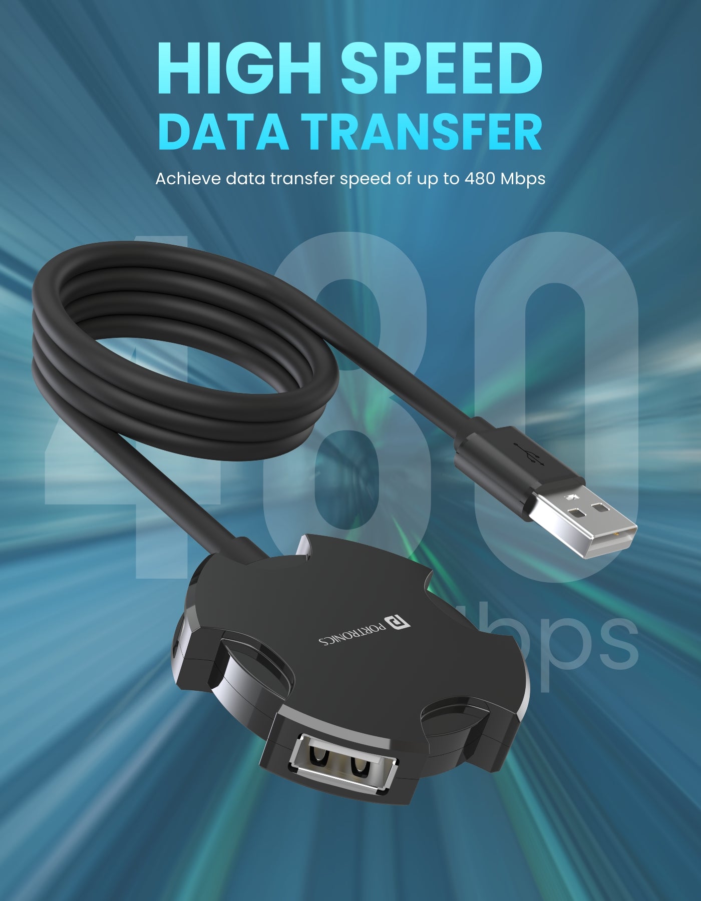 Portronics Mport 4C Portable USB Port Hub with 4 USB Slots fast data transfer