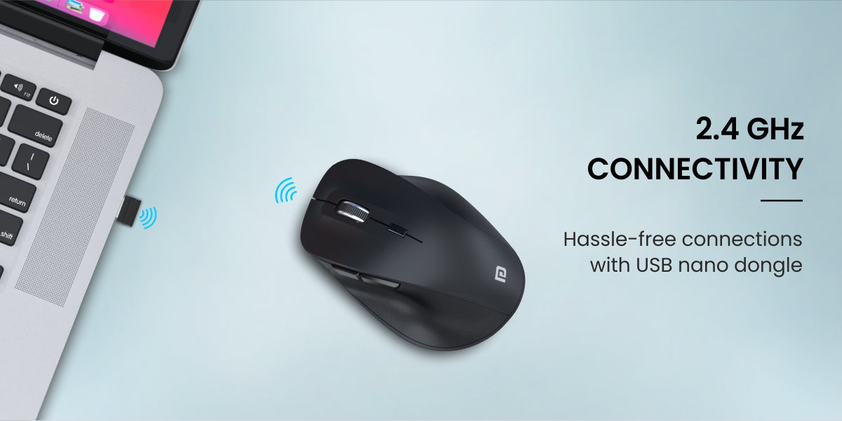 Portronics wireless Mouse Toad 24 connect with laptop by nano dongle| buy wireless mouse online at best price