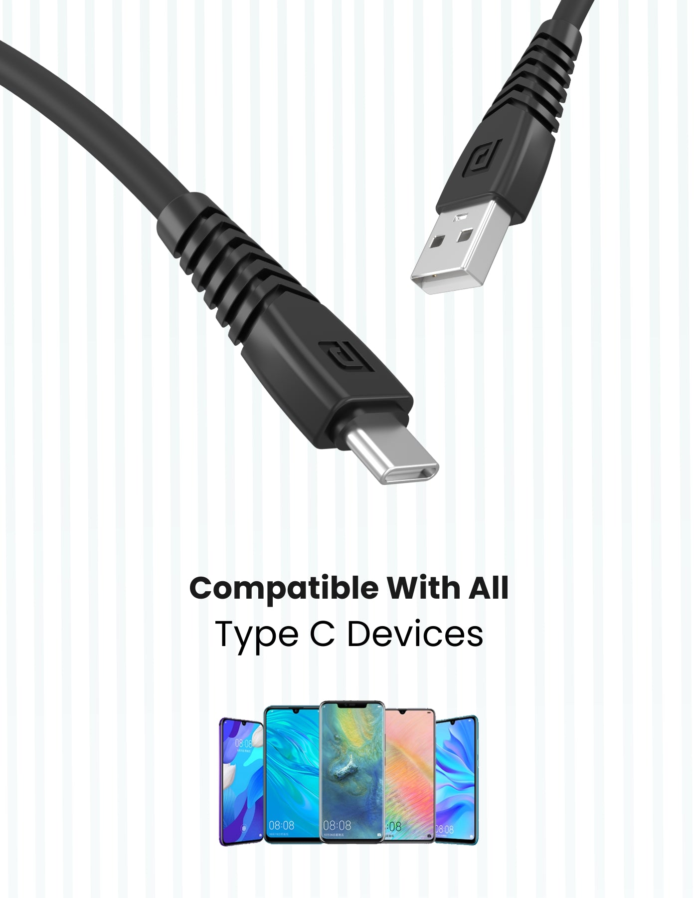 Portronics 2 Cables Combo of Konnect Core Type C Cable fast data transfer