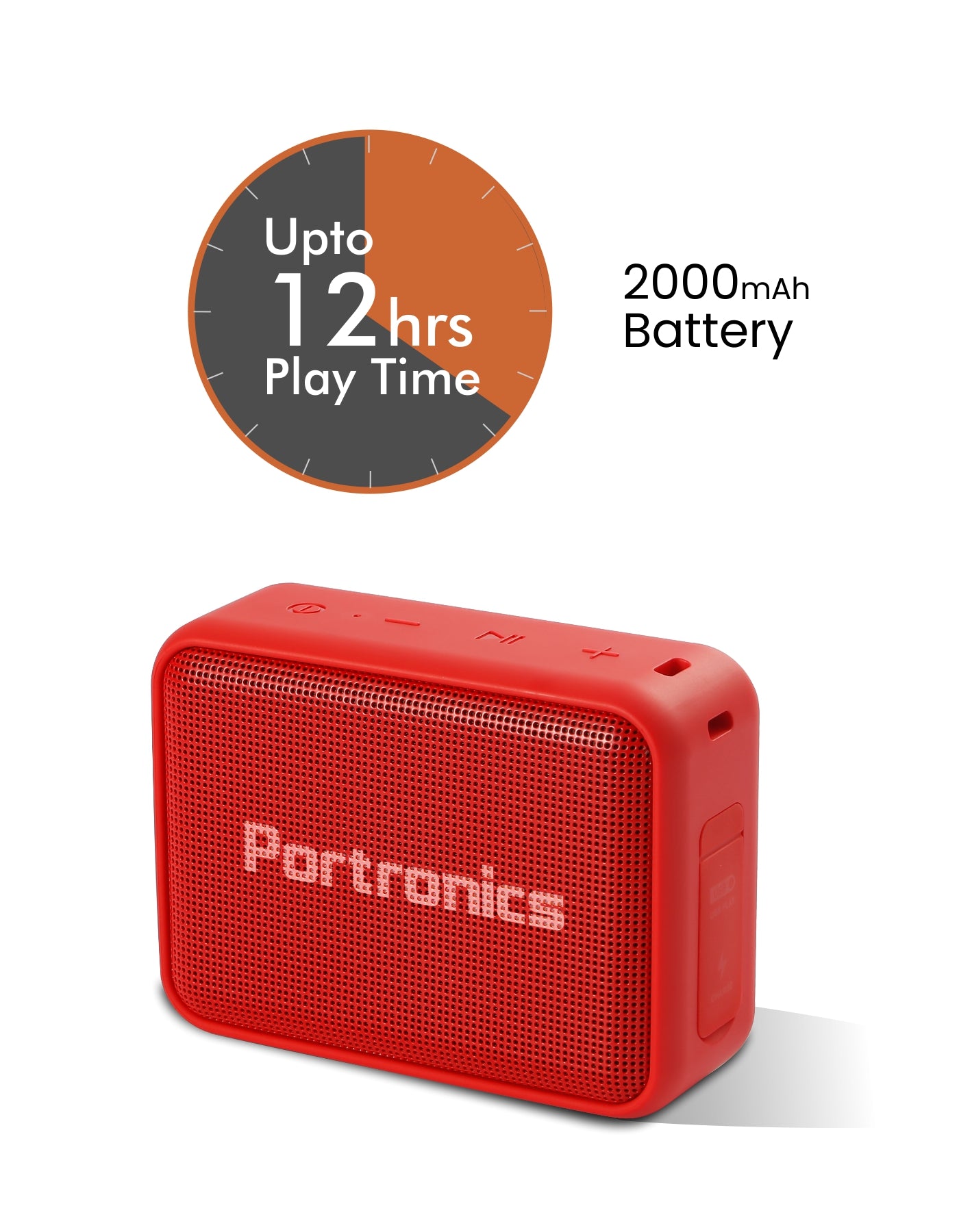 red portronics dynamo bluetooth portable pocket speaker with good playback time