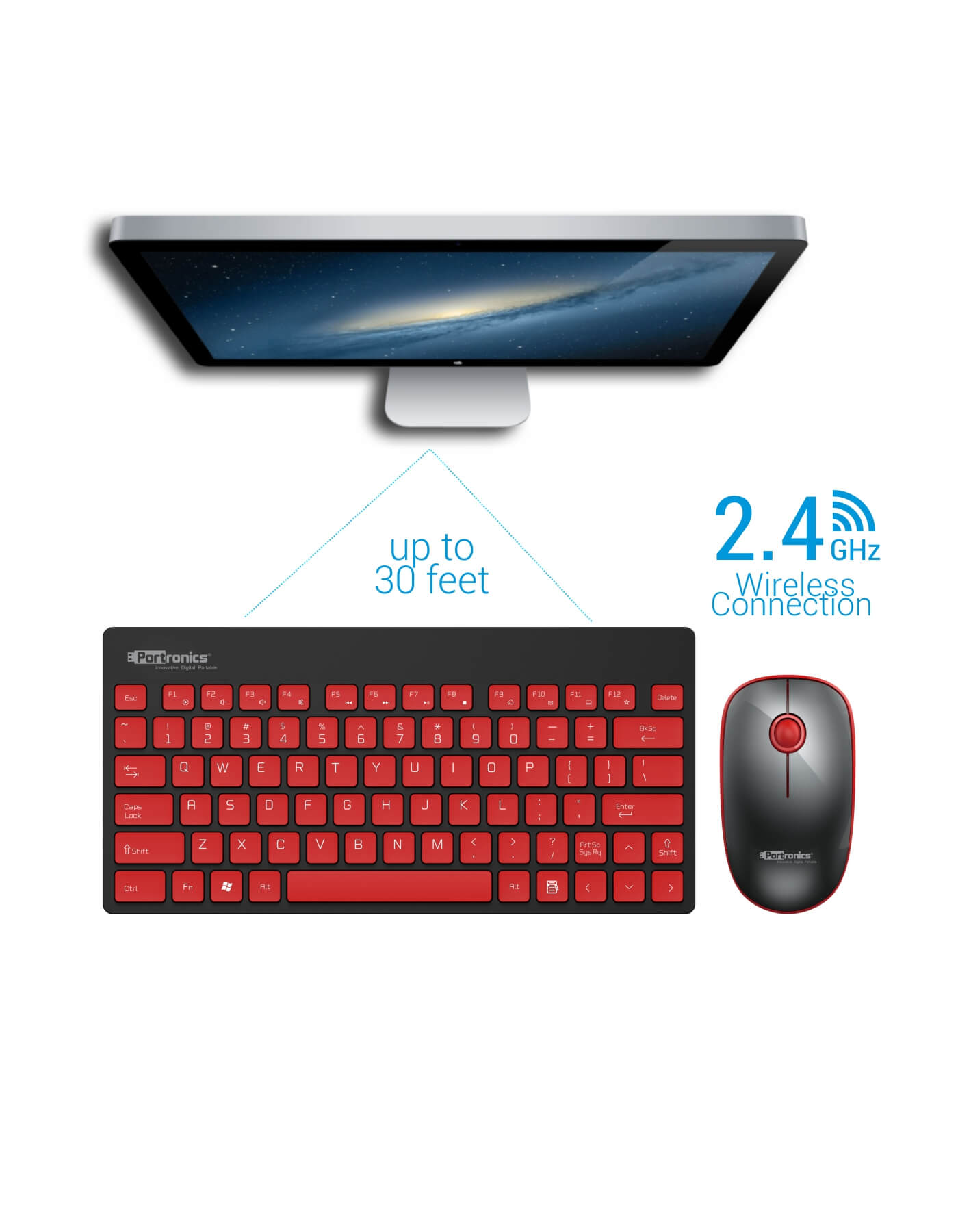 Portronics Key2 Combo Multimedia wireless mouse and keyboard Combo 30 feets connectivity