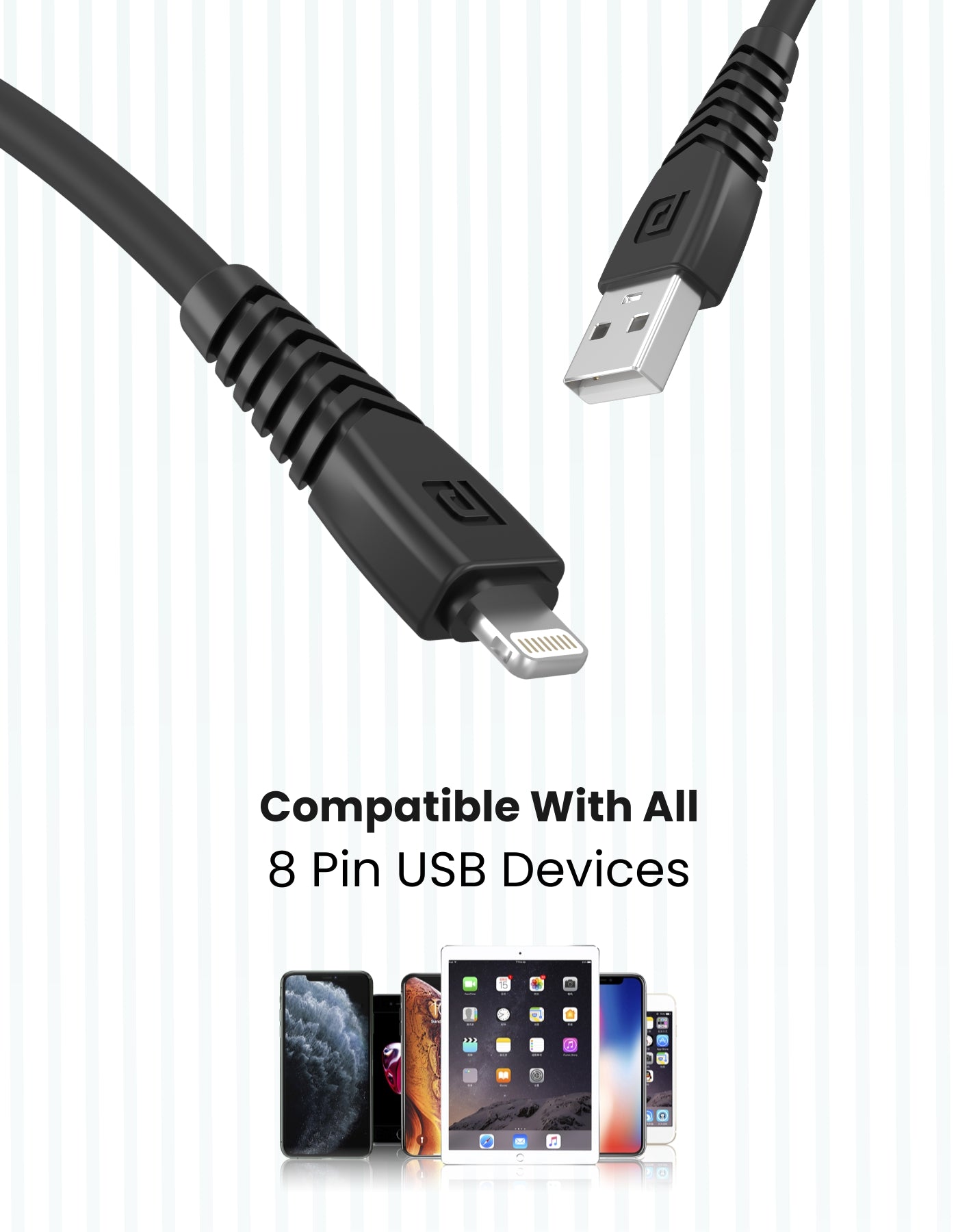 Portronics Konnect Core 8 Pin  USB Cable | USB Charging Cable compatible with all 8 pin enable devices