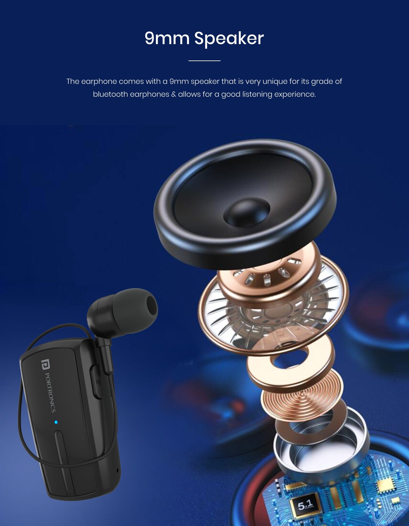 Portronics Harmonics Klip4 bluetooth handsfree wireless with 9mm speaker