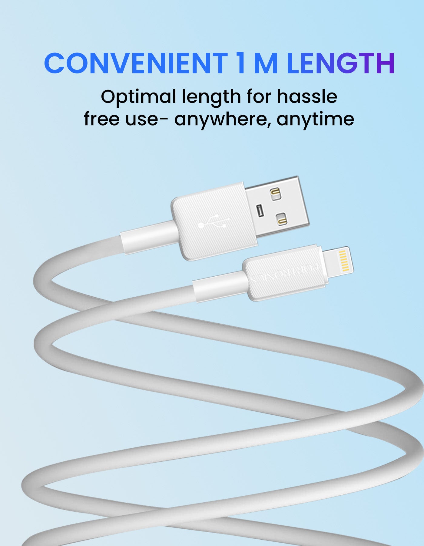 Portronics Konnect Link - 8 pin Fast charging Cable for Iphone|fast data transfer cable| fast charging cable for iphone| usb cable for iphone 