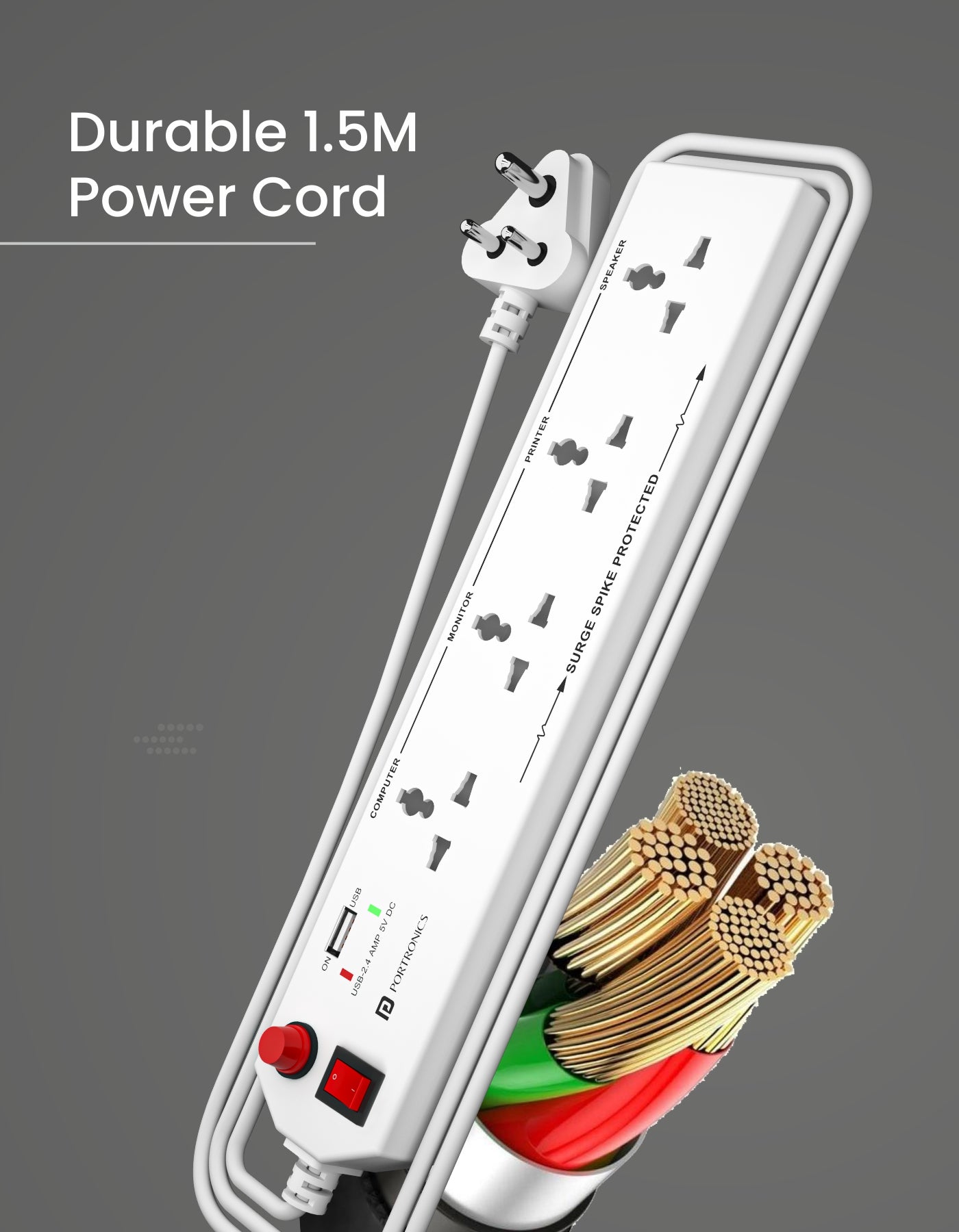 Power Plate 4 - Power Extension Board with 4 Power Sockets & USB Port