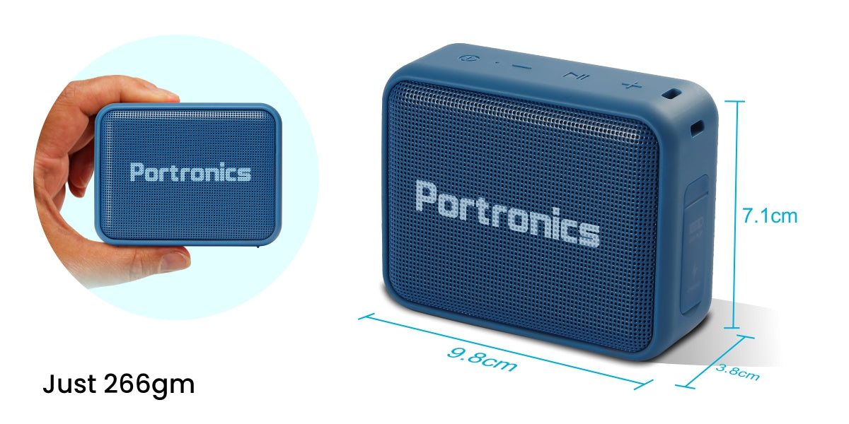 Portronics dynamo| bluetooth speaker| portable wireless speaker| blue colour , light weight 266 gm