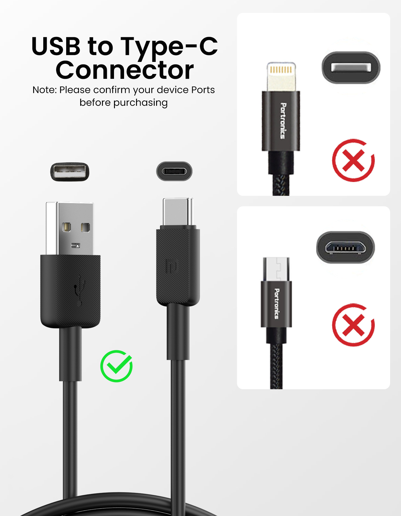 Portronics Konnect Link- 3A USB to Type C cable| type c fast charging cable| charging cable with max power delivery