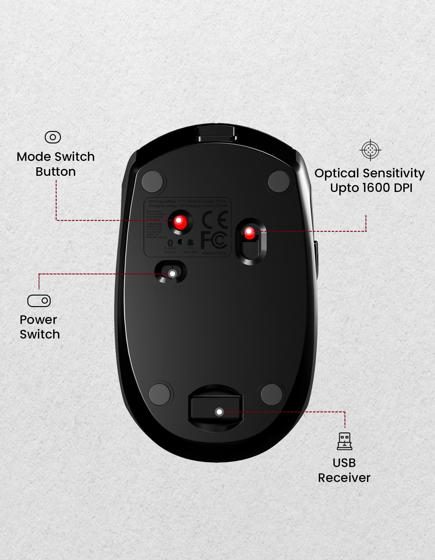 Portronics Toad III Wireless Mouse with Mode switch button 