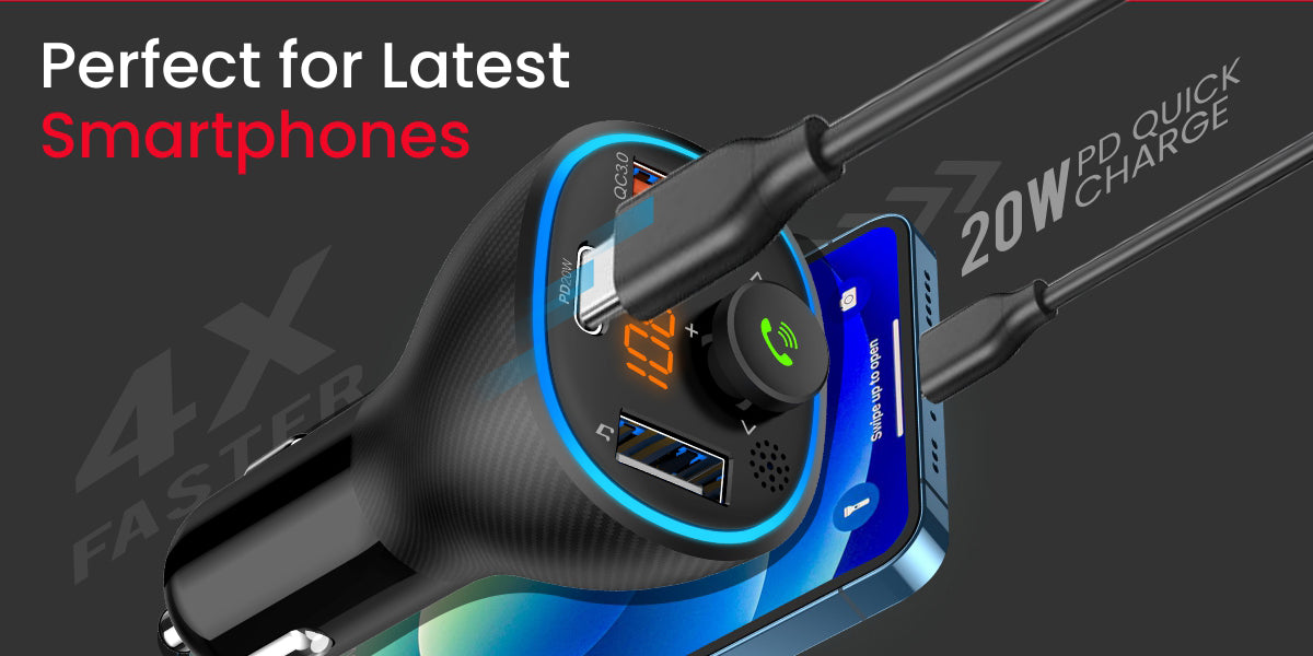 Portronics Auto 15 Wireless Audio Connector and Fast Car Charger compatible with all smartphone