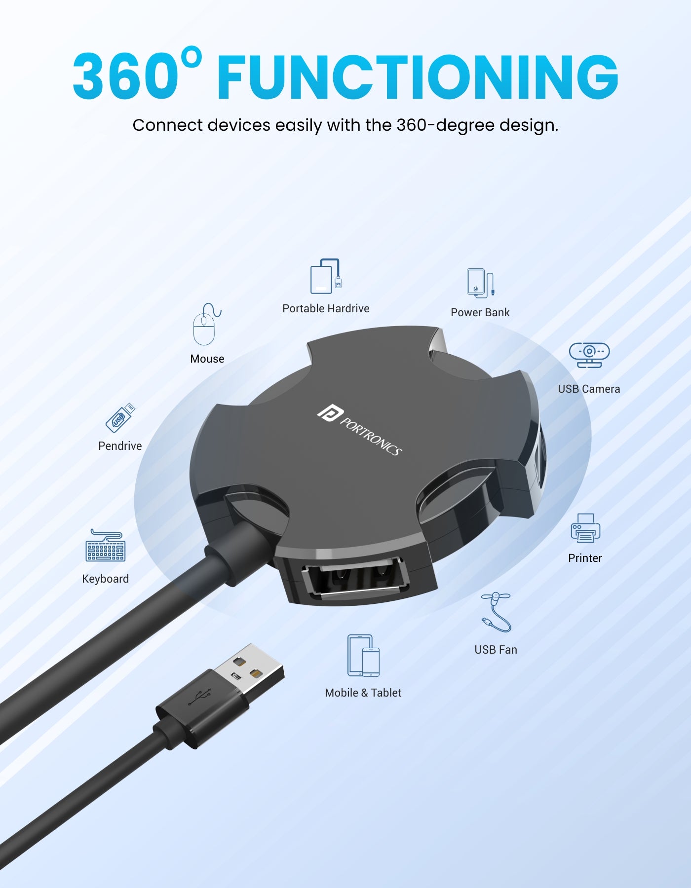 Portronics Mport 4C Portable USB Port Hub with 4 USB Slots