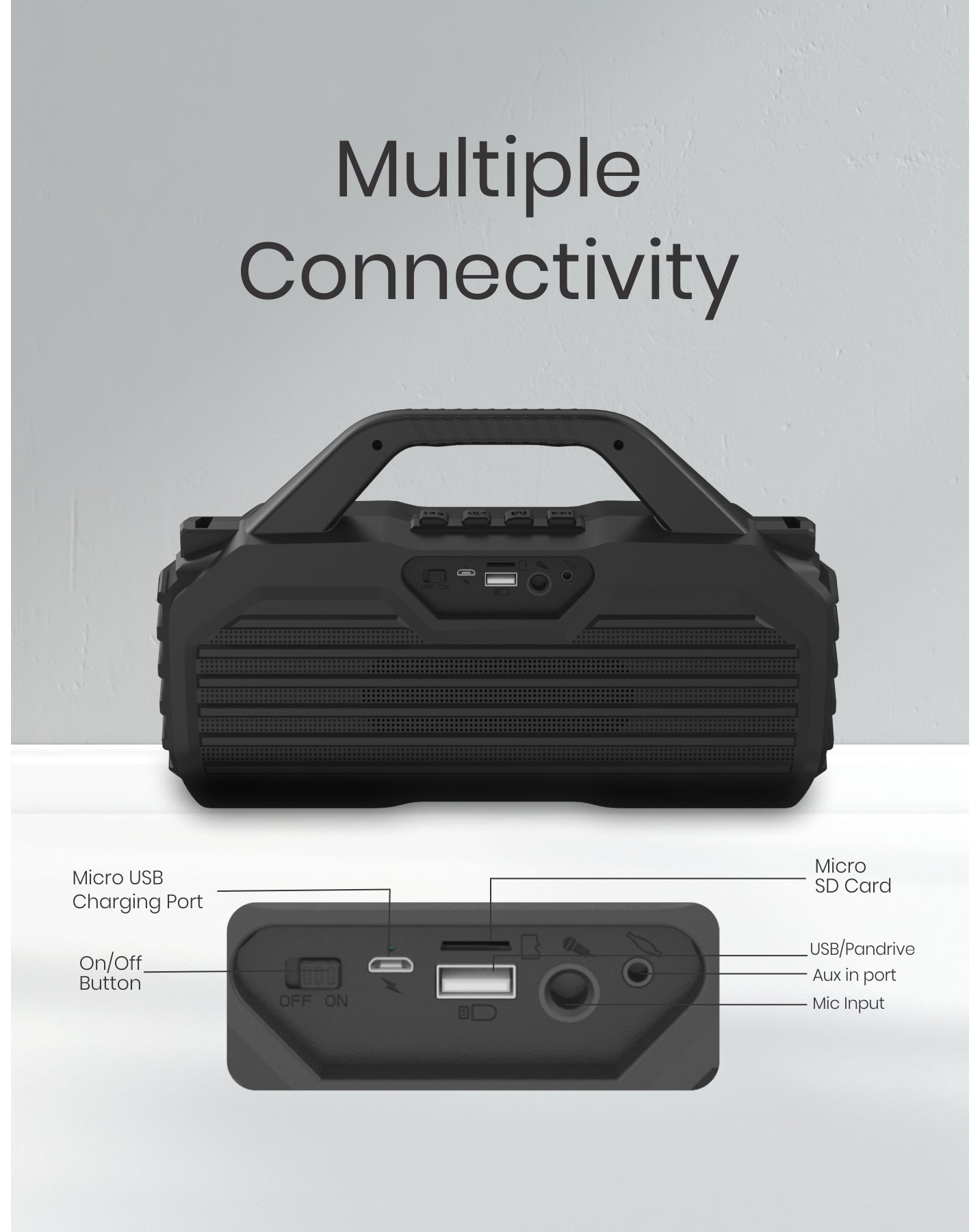 Portronics chime wireless portable/party speakers with 20 watts and USB charging and AUX connector