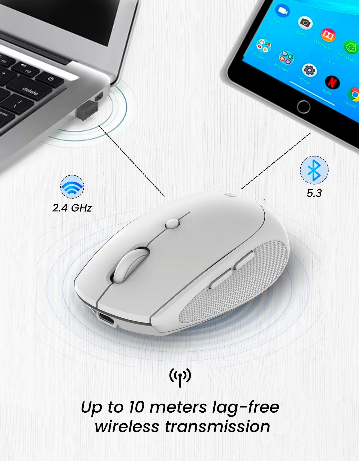 Portronics Toad III Bluetooth Wireless Mouse with 2.4GHz Usb receiver