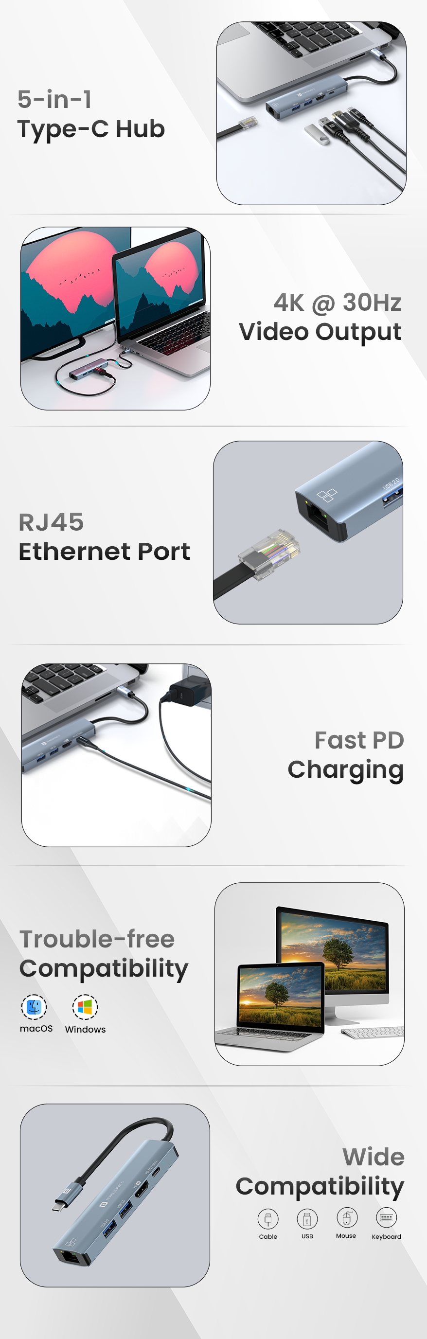 Portronics Mport 51 5-in-1 Type-C multiport hub For PD Quick Charge