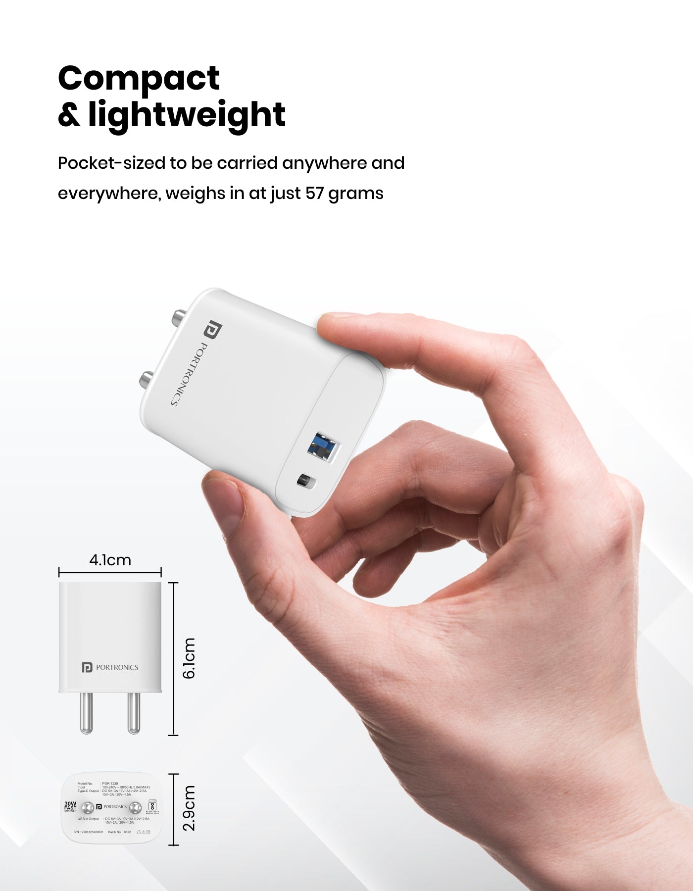 Portronics Adapto 30 Protects from overcurrent,over-voltage, over-temperature and Short-circuit.